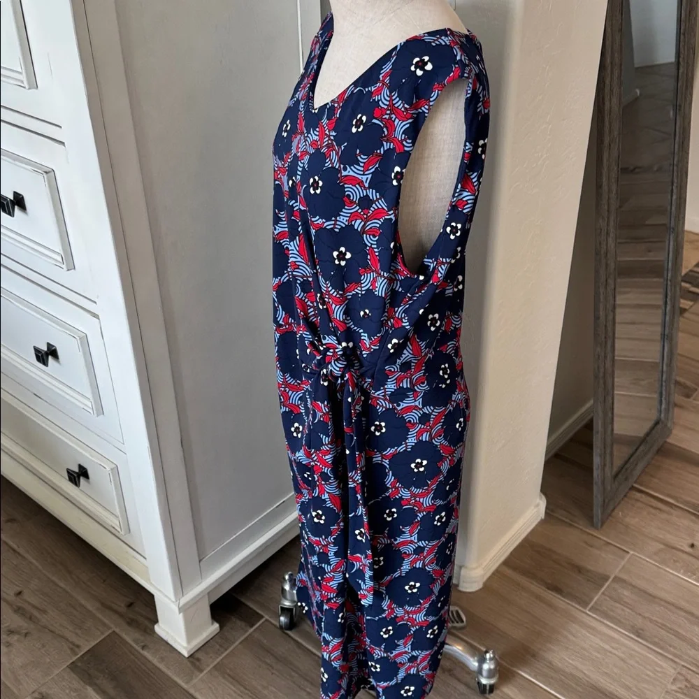 Talbots XL jersey sleeveless floral side tie dress - Picture 5 of 7